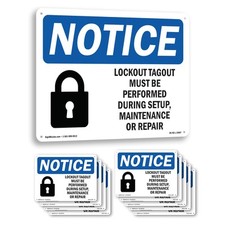 Lockout Tagout Setup Maintenance Repair OSHA Notice Sign Or Decal - 5 or 10 Pack