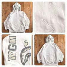 BAPE Line Camo Quilted Shark Full Zip Hoodie White A Bathing Ape Size S