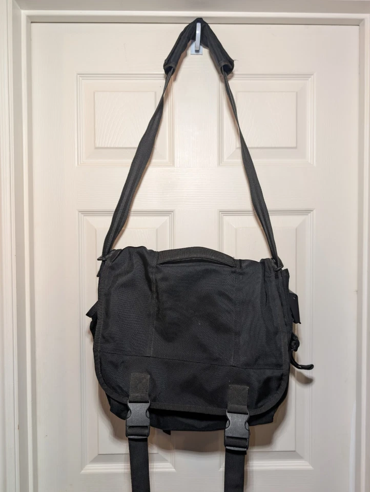 Bolso Mensajero Vintage Gap Negro Y2K Bandolera Nylon Viaje Escolar Foto 2 de 4