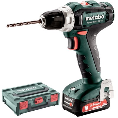 Metabo 12V Akku Bohrschrauber PowerMaxx BS 12 |2x 2,0 Ah Akkus + SC 36 + metaBOX
