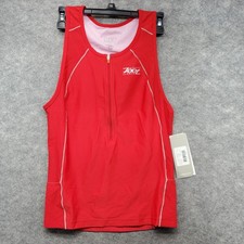 NWT Zoot Sports Top Men's Size XL Red/White Trifit Tank 1/2 Zip Sleeveless