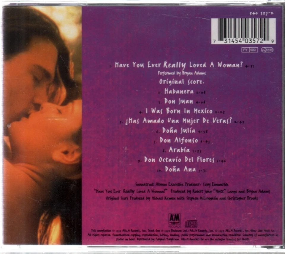 Don Juan De Marco OST CD Europa A&M 1995 Originaler Soundtrack Zum Film - Bild 2 von 2