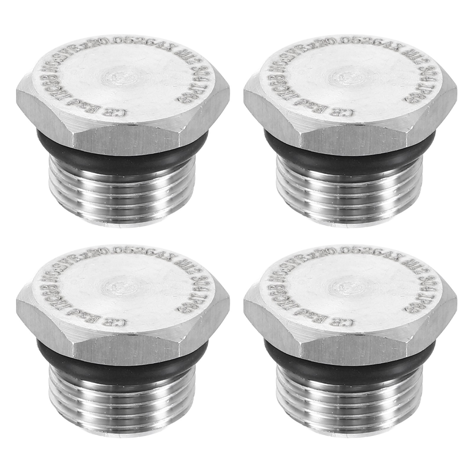 4pcs Stainless Steel Pipe Plug Fitting M12x1 Metric Male Thread Outer Hex Head