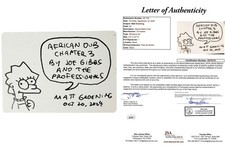 Matt Groening signed & sketched 2.5x3.5 Blank Card Lisa JSA Authentication