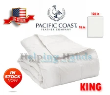Pacific Coast Gray Duck Down 230TC White Hotel Luxury Lightweight Blanket - King