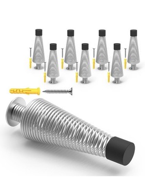 LOT OF 40 Mousike 4.5'' Heavy Duty Silver Door Stops - 5 Packs (8 Each) New