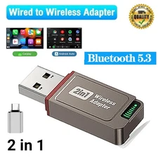  Auto Adapter 2in1 Wireless Carplay Android Mini Plug&Play Wireless Dongle NEW