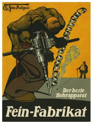 Fein Fabrikat Industrial Drill German Vintage Advertising Poster 24x36