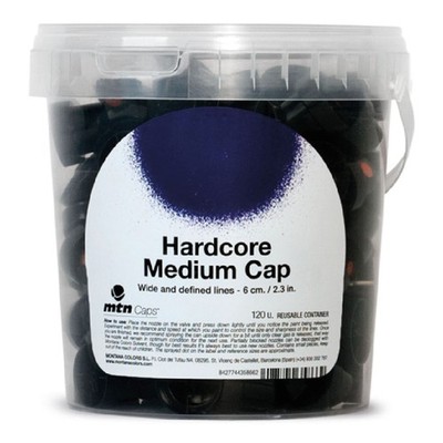Hardcore Medium Cap (schwarz mit orangen Punkten) - Eimer mit 120