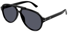Gucci GG1443S 001 Sunglasses Men's Black/Grey Lenses Pilot Style 58mm