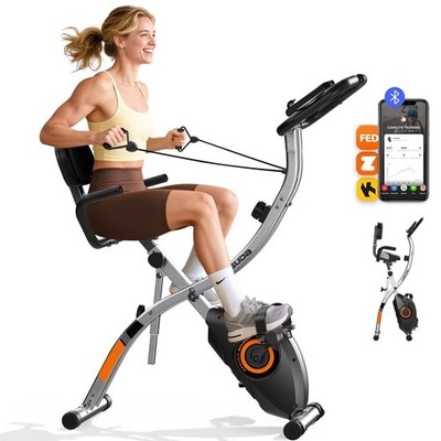 5-in-1 Folding Exercise Bike Indoor Stationary Cycling Bike 16 Resistance 380LB