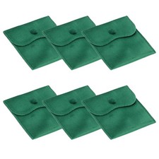 6 Pcs 4x4 Inch Velvet Jewelry Pouches Gift Bags with Snap Button Green