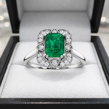 4.00 Ct Emerald Cut Natural Emerald & Diamond...