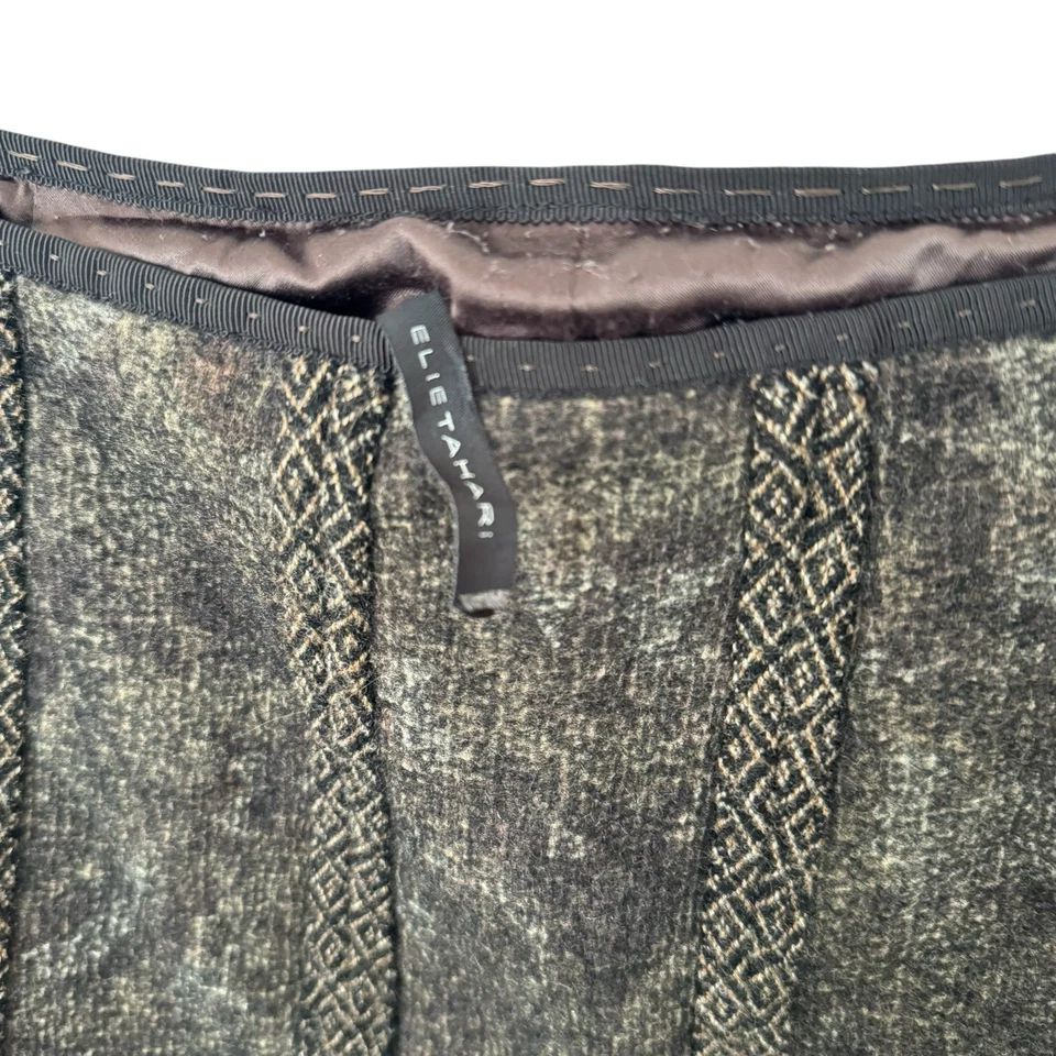 Falda Acampanada De Lana Plisada Marrón De Colección Elie Tahari S/M Forrada con Cremallera Lateral Usada en Excelente Condición Foto 3 de 4