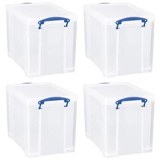 Really Useful Box 19L Storage Container with Lid and Clip Lock Handles, (4 Pack)
