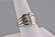 Sterling Silver 14mm Puffy Rolled Wavy Triple Slit Band Ring 925 Sz: 9