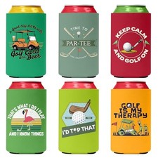 Golf Beer Can Sleeves, 6 Pack Golf Party Favors Beer Cozy Bulk Reusable Neopr...
