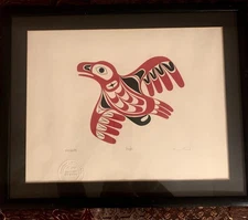 Native Inuit TIM PAUL "Eagle” ORIGINAL SILKSCREEN PRINT, SIGNED & NUMBERED, 1979