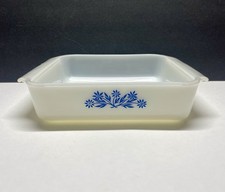 Vintage Fire-King Blue Cornflower 8" cake brownie pan, Anchor Hocking