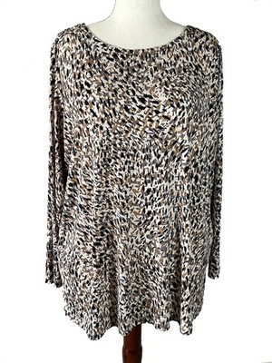 Susan Graver Modern Essentials Bateau Neck Liquid Knit Tunic - Animal Print - 2X
