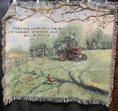 Judy Richardson Tapestry Throw Blanket Harvest Blessings Religious Farming 48x55