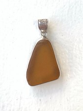 Sterling Silver Orange Sea Glass Pendant