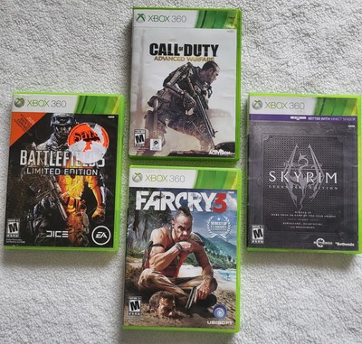 CALL OF DUTY, FAR CRY 3, BATTLEFIELD 3: LE, SKYRIM: LEG.  ED. LOT OF 4 XBOX 360