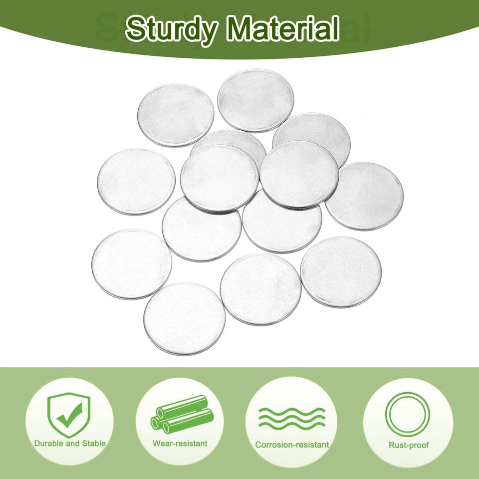 40Pcs Stainless Steel Disc, 1 3/32" Dia 0.06"(1.5mm) Thick Round Circle Plate Foto 3 de 4