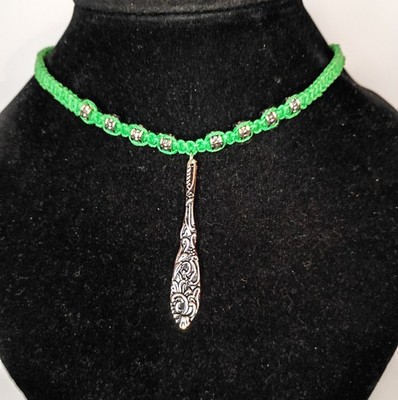 handmade handcrafted hemp necklace with silver pendant, BOHO,jewerly,necklace