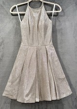 Sherri Hill 52970 Nude Silver Short Prom Dress Size 00 Pageant Formal A Line