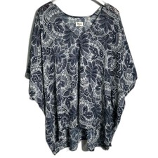 Show Me Your Mumu Peta Oversized Tunic Blouse Size Medium Navy Vacation Paisley