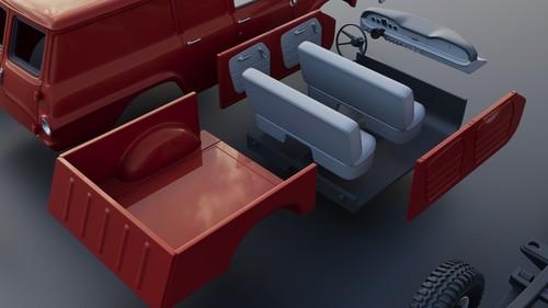 ABS-LIKE RESIN 3D PRINTED 1/25 1964 INTERNATIONAL TRAVELALL PANEL 4X4 FULL KIT - Picture 9 of 11
