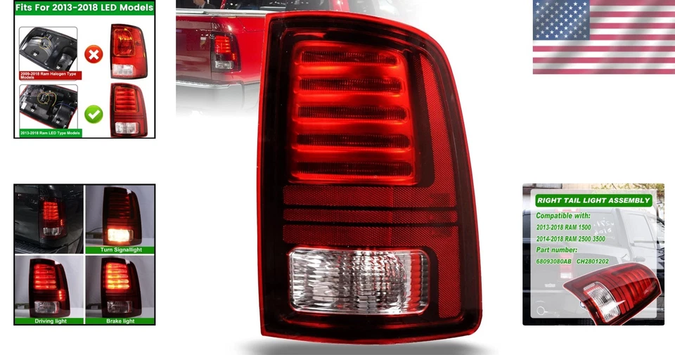 OEM LED Rear Tail Light Assembly for 2014-2018 Ram 2500/3500 - Durable & Stylish - Imagem 2 de 4