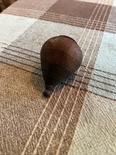 Antique Vintage Wooden Top with Metal Tip Spinning Toy