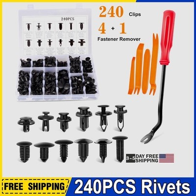 240PCS Car Retainer Auto Fasteners Body Plastic Trim Clips Pin Rivet Bumper Kit-