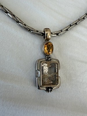 Michael Dawkins Halskette mit Anhänger Sterlingsilber 2 Steine und dicker Kette