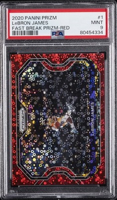 2020 PANINI PRIZM FAST BREAK PRIZM-RED #1 LEBRON JAMES 52/125 PSA 9