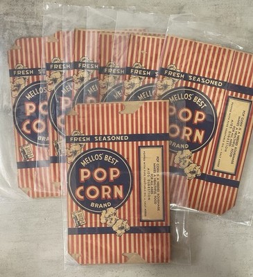 Lot of 7 Vintage Mellos Best Brand Popcorn Boxes NOS Peanut Co