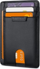 Small Leather Front Pocket Wallets with RFID Bassa Black