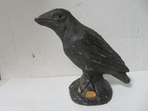 Ragon House Primitive Black Crow Figurine 11" Fall Halloween Autumn