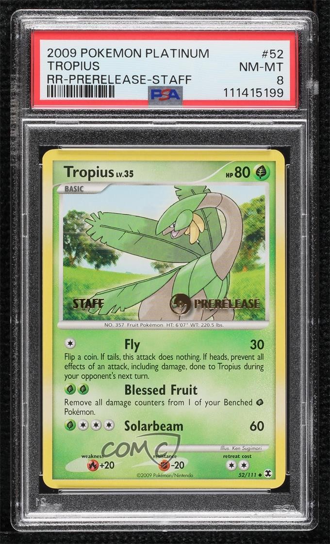 Prerelease - Tropius (Staff Promo) Pokémon Platinum Rising Rivals PSA 8 2009