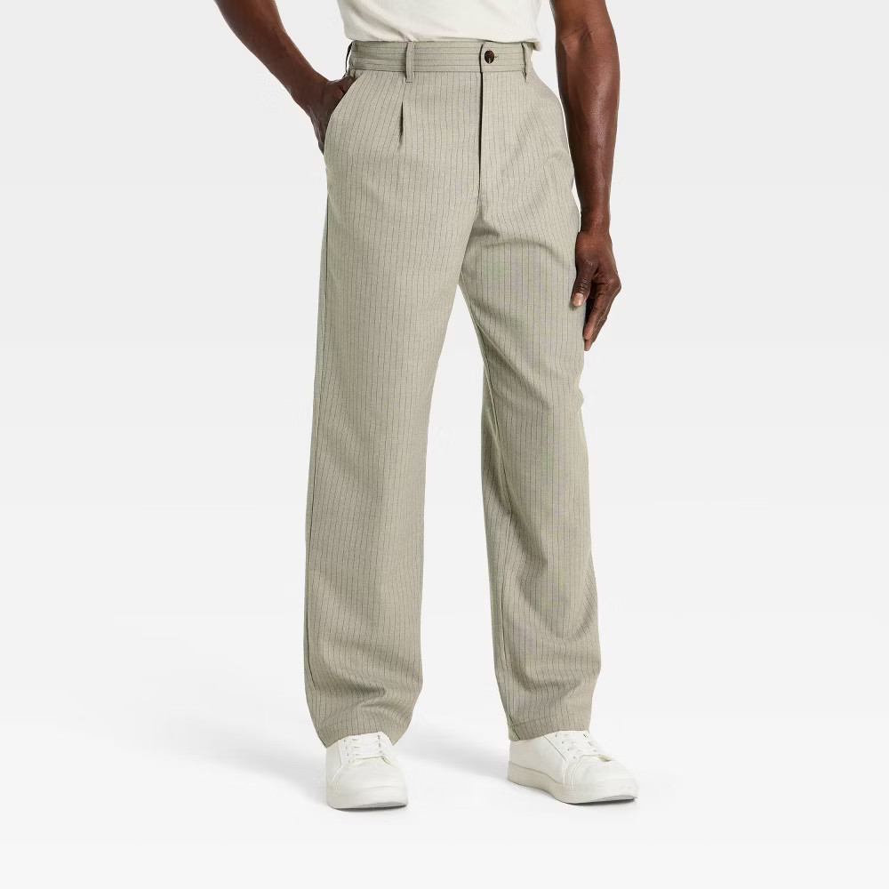Houston White Mens Baggy Leg Pleated Trousers - Gray Twill Pinstripe XL 2990₽
