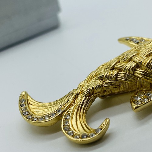 Vintage Christian Dior Brosche Fisch Glassteinen besetzt Wunderschön Vergoldet - Bild 12 von 12