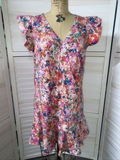J.Crew Mercantile Women’s Bright Floral Sheath Dress Sz 10 Cotton Blend Ruffles