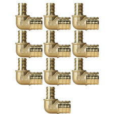 10 Pack XFITTING 3/4" Pex B X 1/2" Pex Reducing Elbow Brass Crimp Fittings