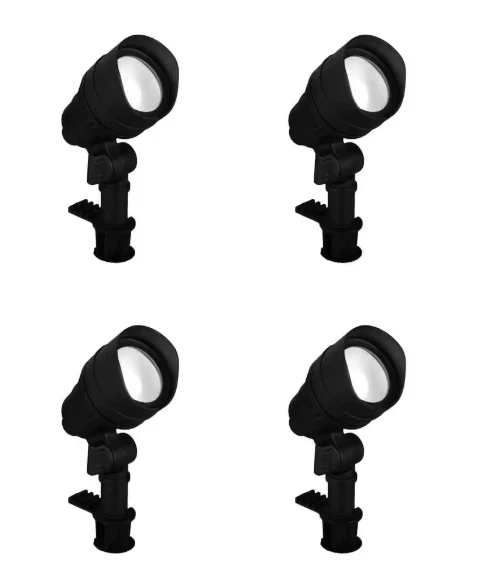 Hampton Bay (4-Pk) 20-Watt Outdoor Landscape Flood Black Adjustable Light Color - Image 2 of 4