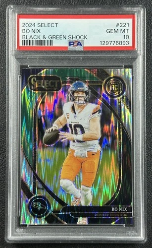 BO NIX PSA 10 2024 PANINI SELECT #221 ROOKIE CLUB BLACK AND GREEN PRIZM SHOCK RC