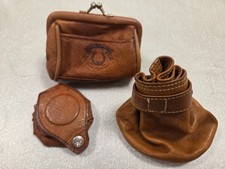 Vintage Genuine Leather Coin Purse, Belt Pouch & Key Case Job Lot Brown