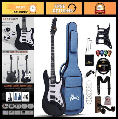 Full Size Electric Guitar 4/4 HSS Pickup Starter Kit with 12 Accessories - Matte