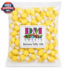 Banana Taffy - 1.5 Lbs of Chewy Candy in a Bulk Bag Soft Individually Wrapped Cl